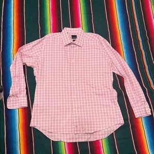 David Donahue Pink Plaid Button Down Shirt